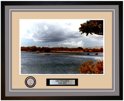 USS Pollack SSN-603 Framed Navy Ship Photo Grey