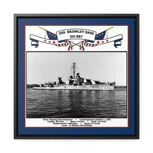 USS Brinkley Bass DD-887 Navy Floating Frame Photo Front View