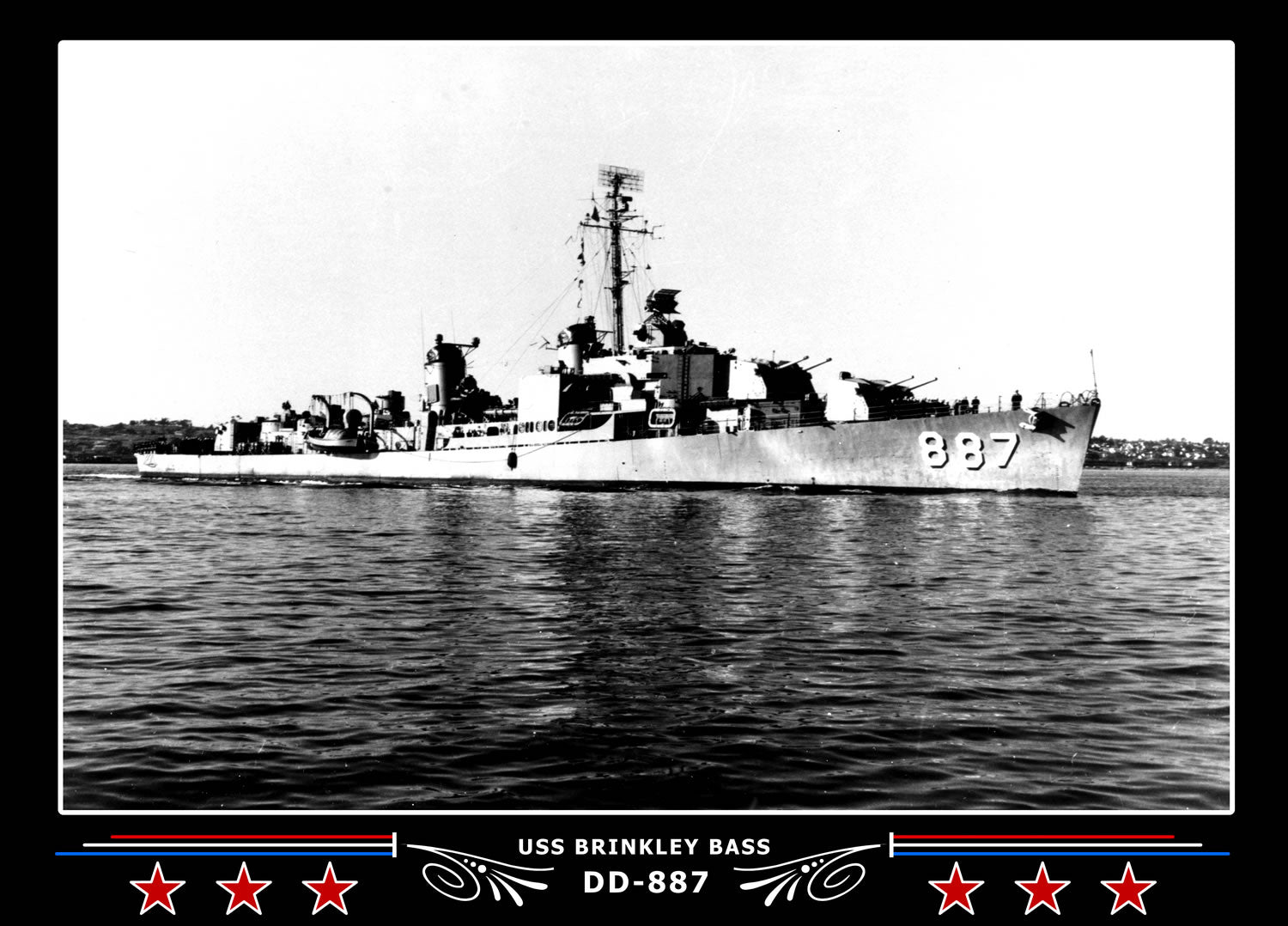 USS Brinkley Bass DD-887 Canvas Photo Print