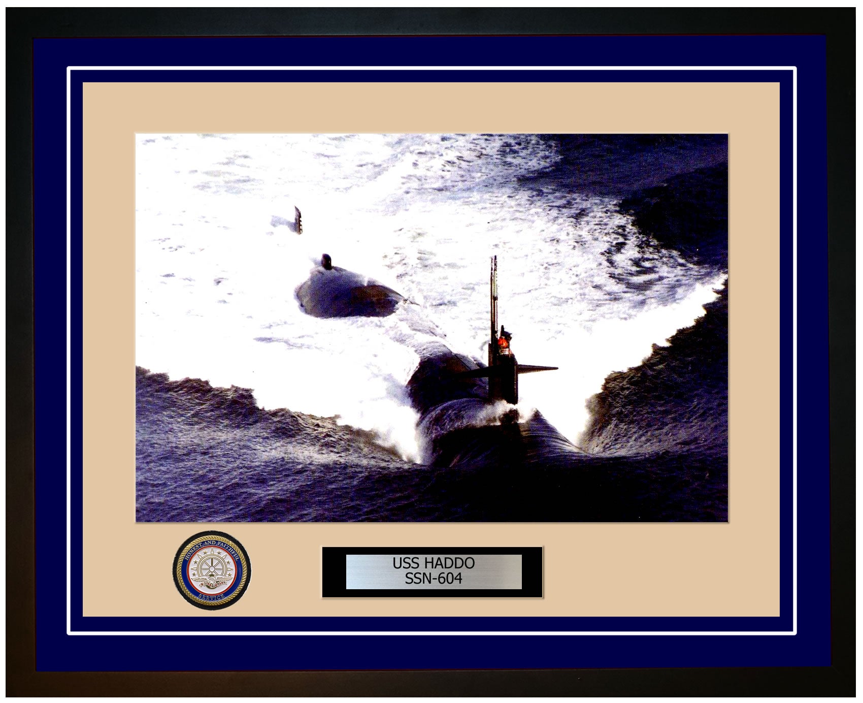 USS Haddo SSN-604 Framed Navy Ship Photo Blue