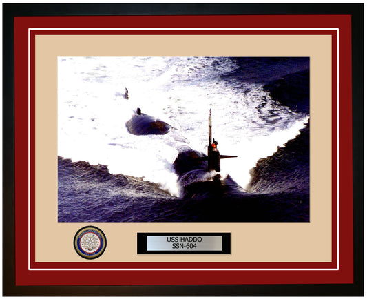 USS Haddo SSN-604 Framed Navy Ship Photo Burgundy