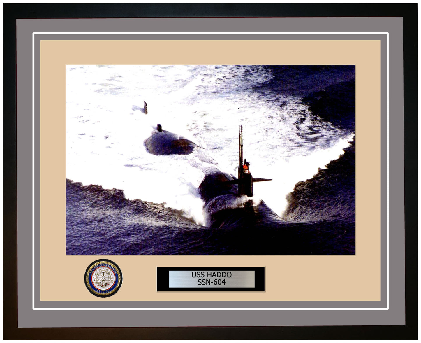 USS Haddo SSN-604 Framed Navy Ship Photo Grey