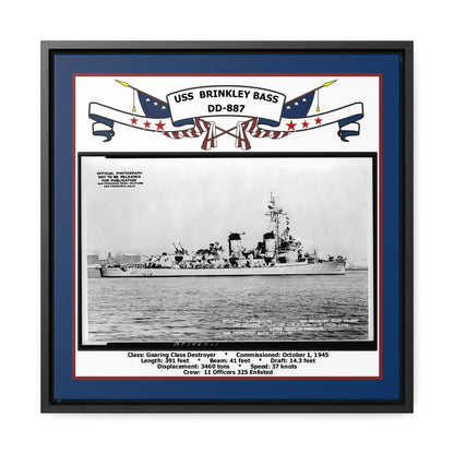 USS Brinkley Bass DD-887 Navy Floating Frame Photo Front View