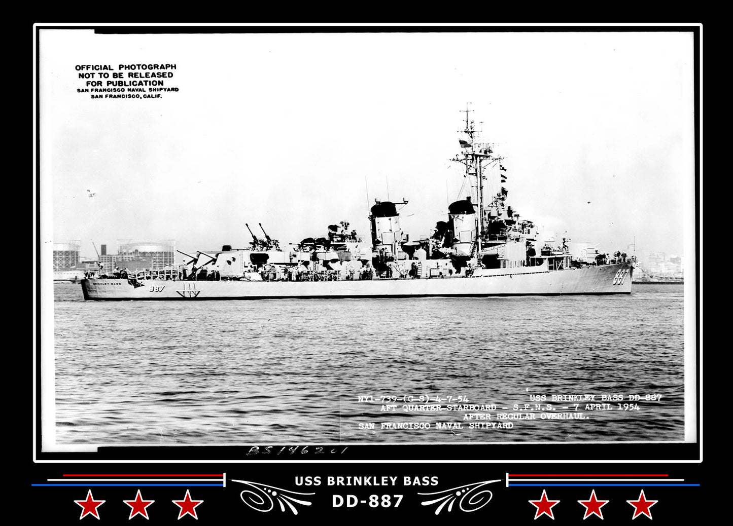 USS Brinkley Bass DD-887 Canvas Photo Print