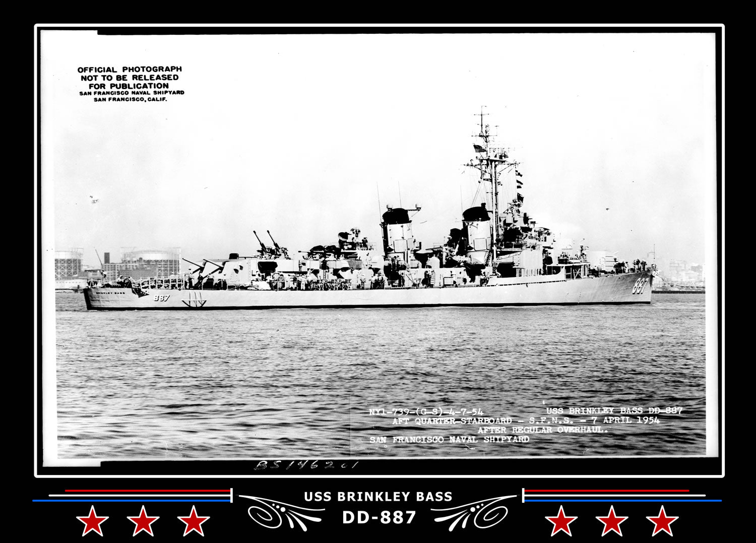 USS Brinkley Bass DD-887 Canvas Photo Print