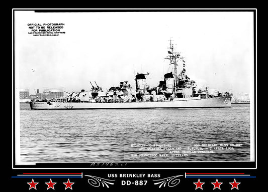 USS Brinkley Bass DD-887 Canvas Photo Print