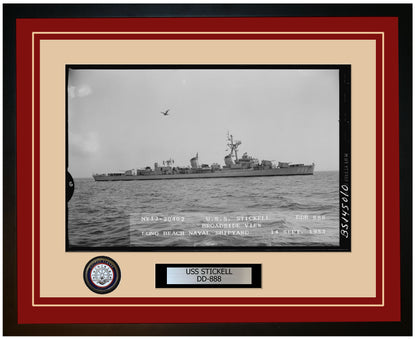 USS STICKELL DD-888 Framed Navy Ship Photo Burgundy