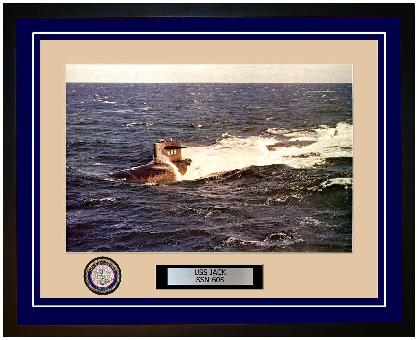 USS Jack SSN-605 Framed Navy Ship Photo Blue