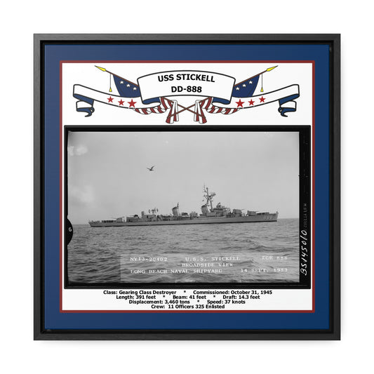 USS Stickell DD-888 Navy Floating Frame Photo Front View