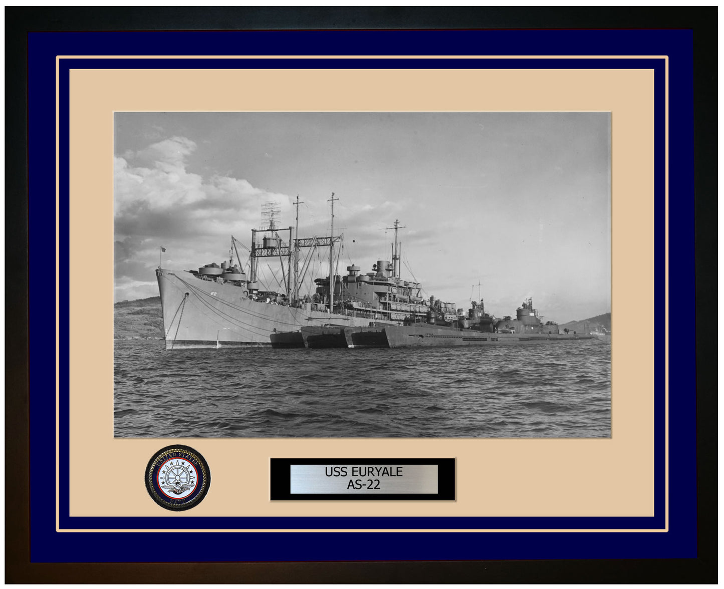 USS EURYALE AS-22 Framed Navy Ship Photo Blue