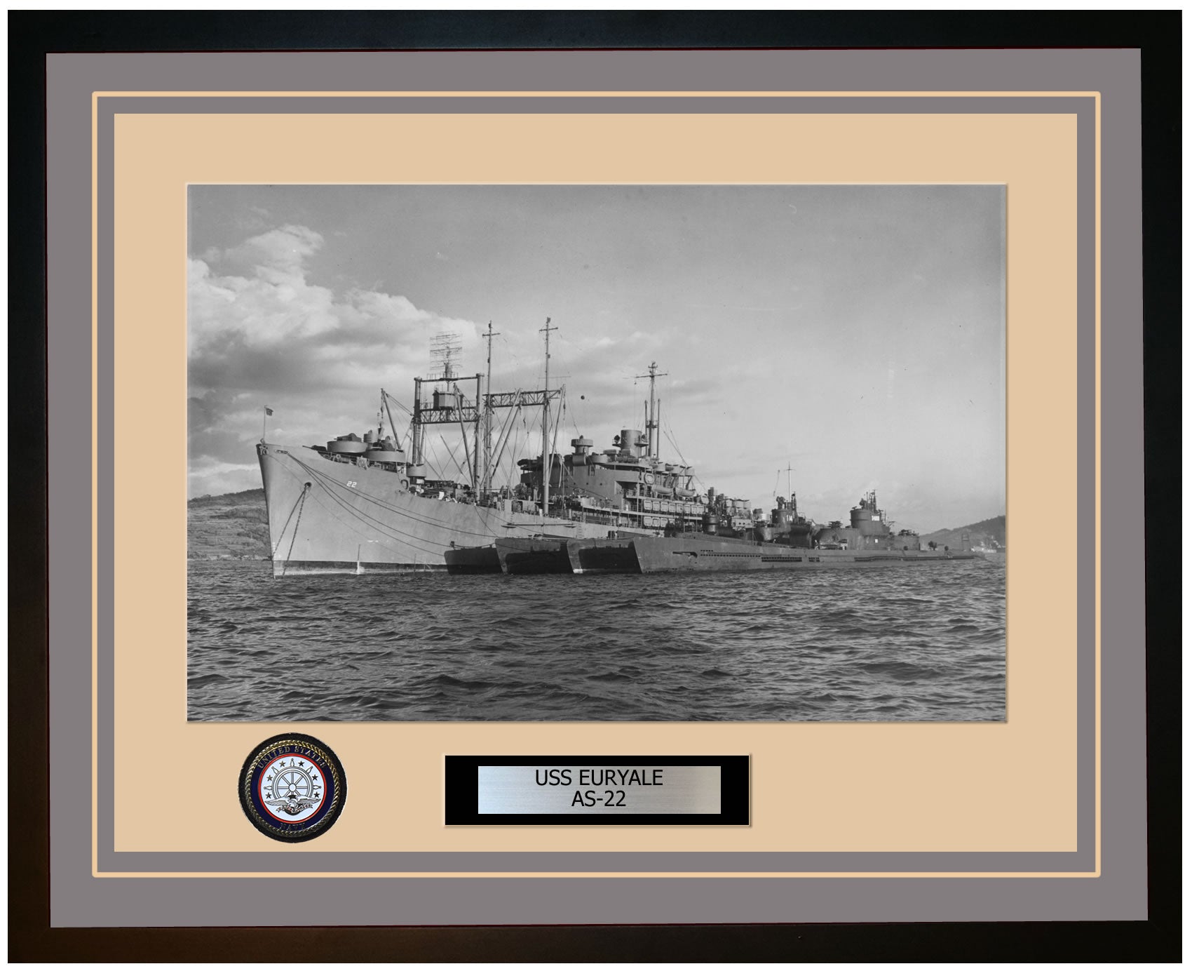 USS EURYALE AS-22 Framed Navy Ship Photo Grey