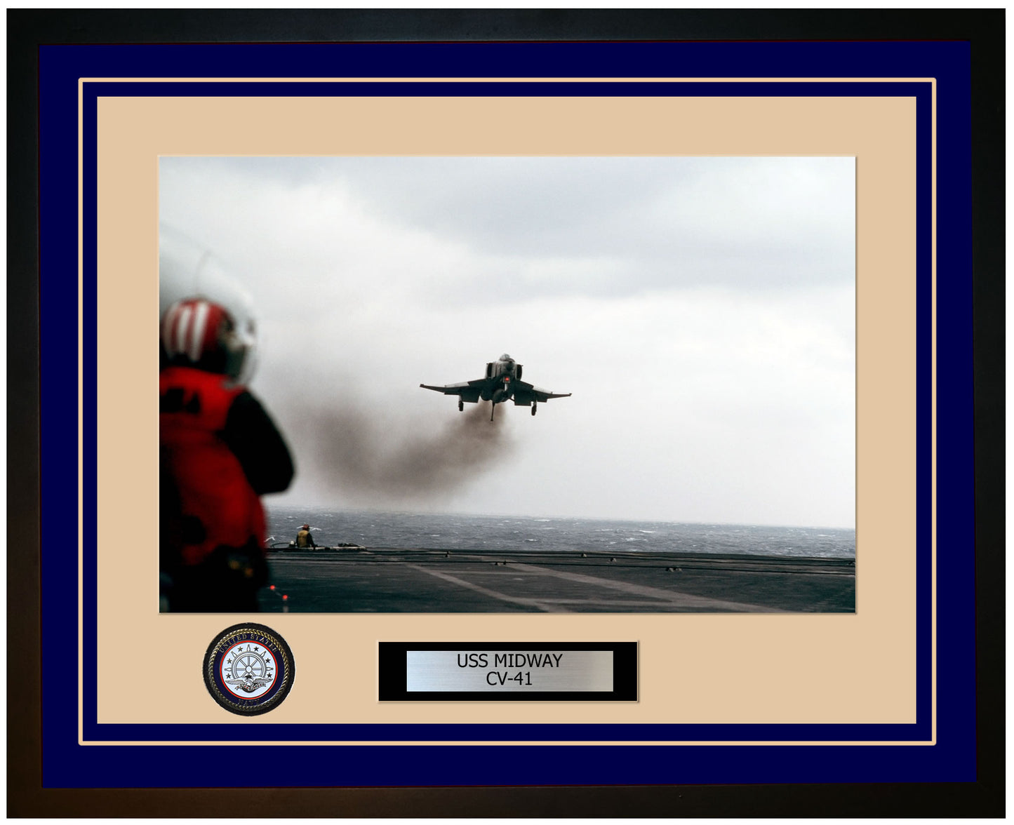 USS MIDWAY CV-41 Framed Navy Ship Photo Blue