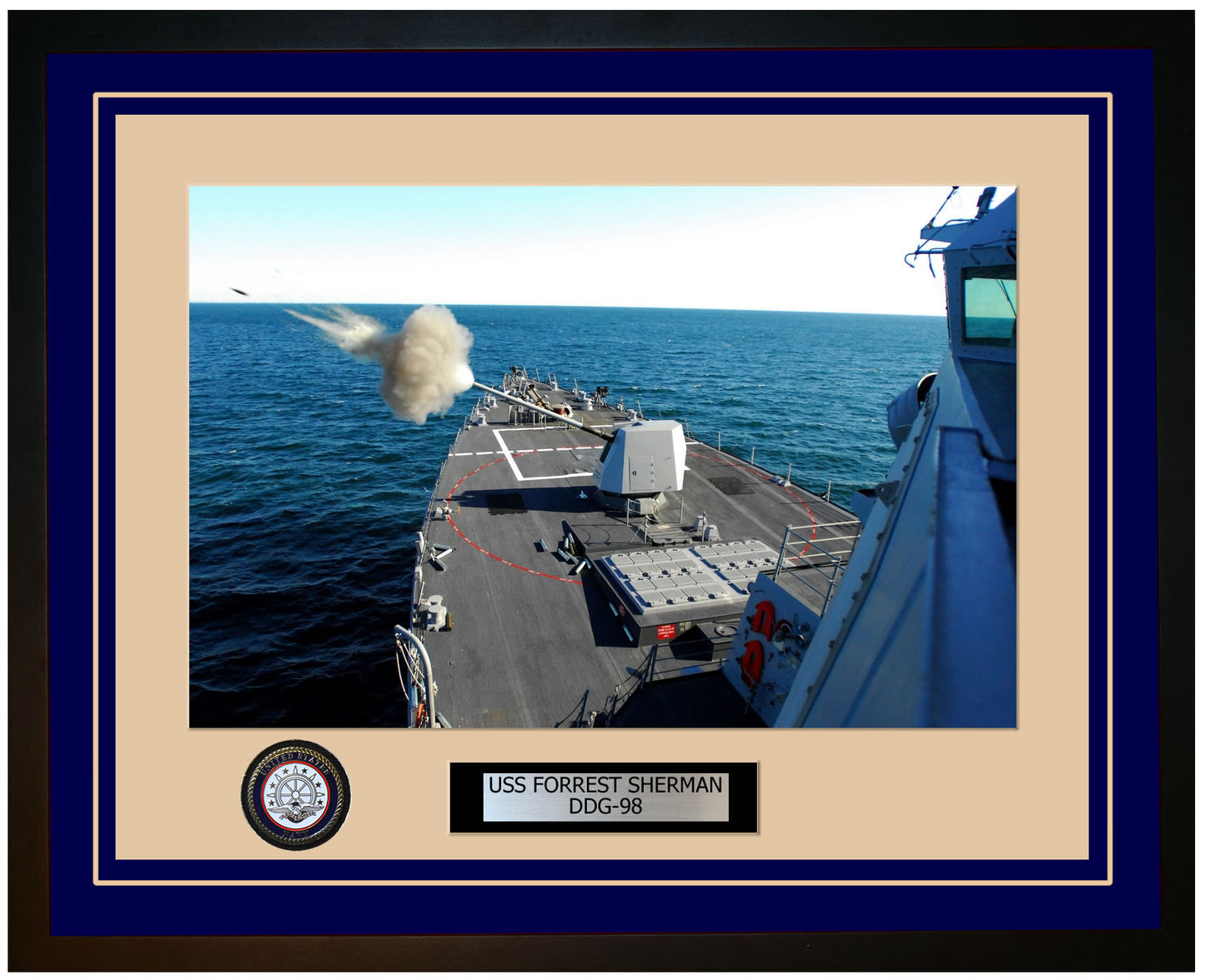 USS FORREST SHERMAN DDG-98 Framed Navy Ship Photo Blue