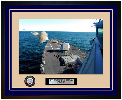 USS FORREST SHERMAN DDG-98 Framed Navy Ship Photo Blue
