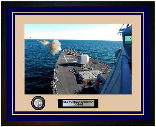 USS FORREST SHERMAN DDG-98 Framed Navy Ship Photo Blue