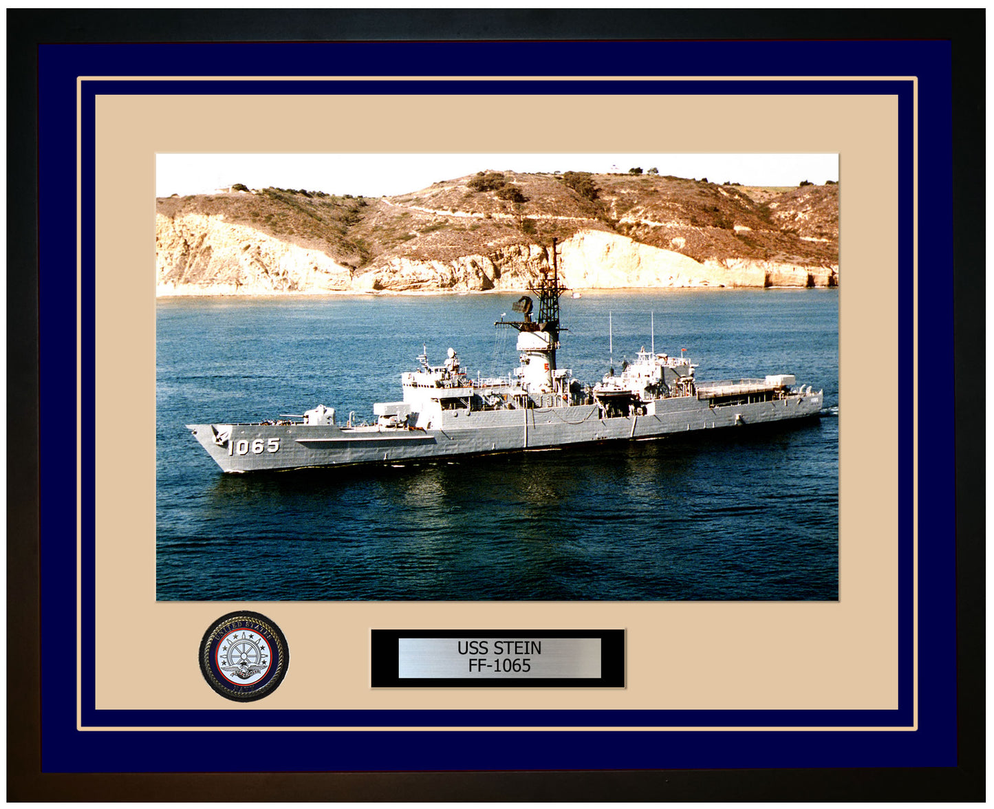 USS STEIN FF-1065 Framed Navy Ship Photo Blue
