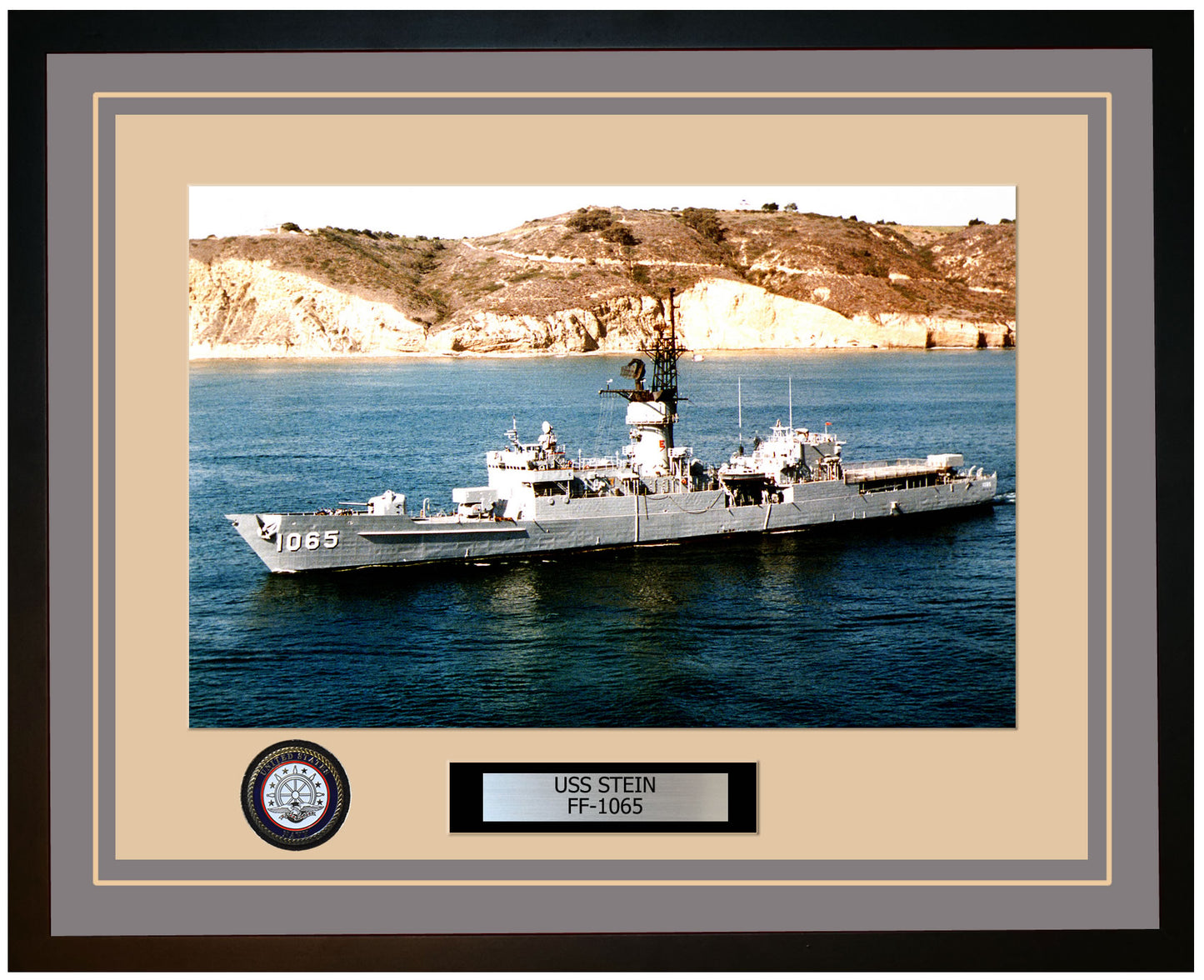 USS STEIN FF-1065 Framed Navy Ship Photo Grey
