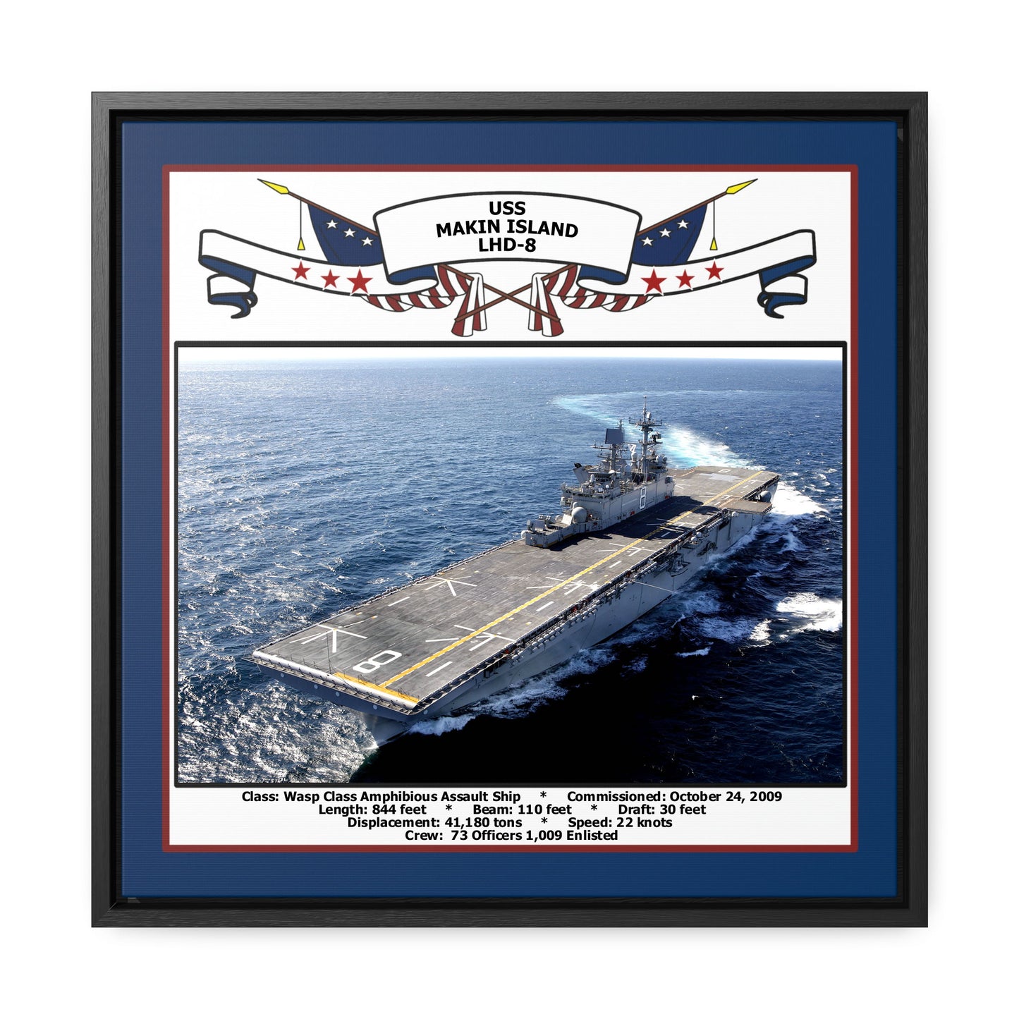 USS Makin Island LHD-8 Navy Floating Frame Photo Front View