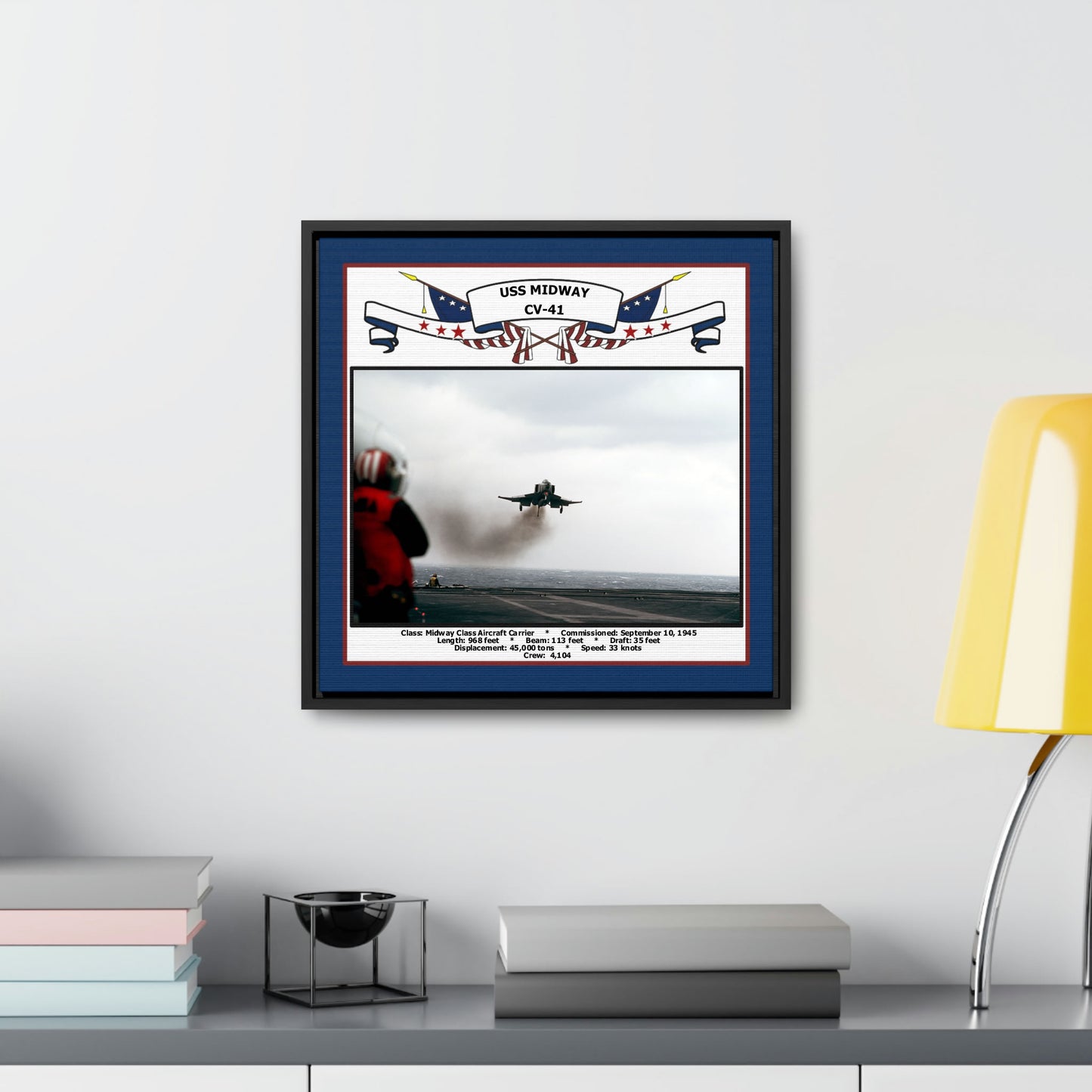 USS Midway CV-41 Navy Floating Frame Photo Desk View
