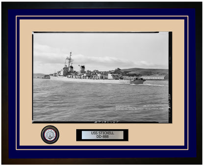 USS STICKELL DD-888 Framed Navy Ship Photo Blue