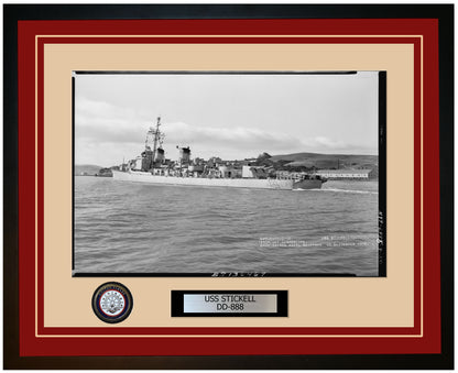 USS STICKELL DD-888 Framed Navy Ship Photo Burgundy