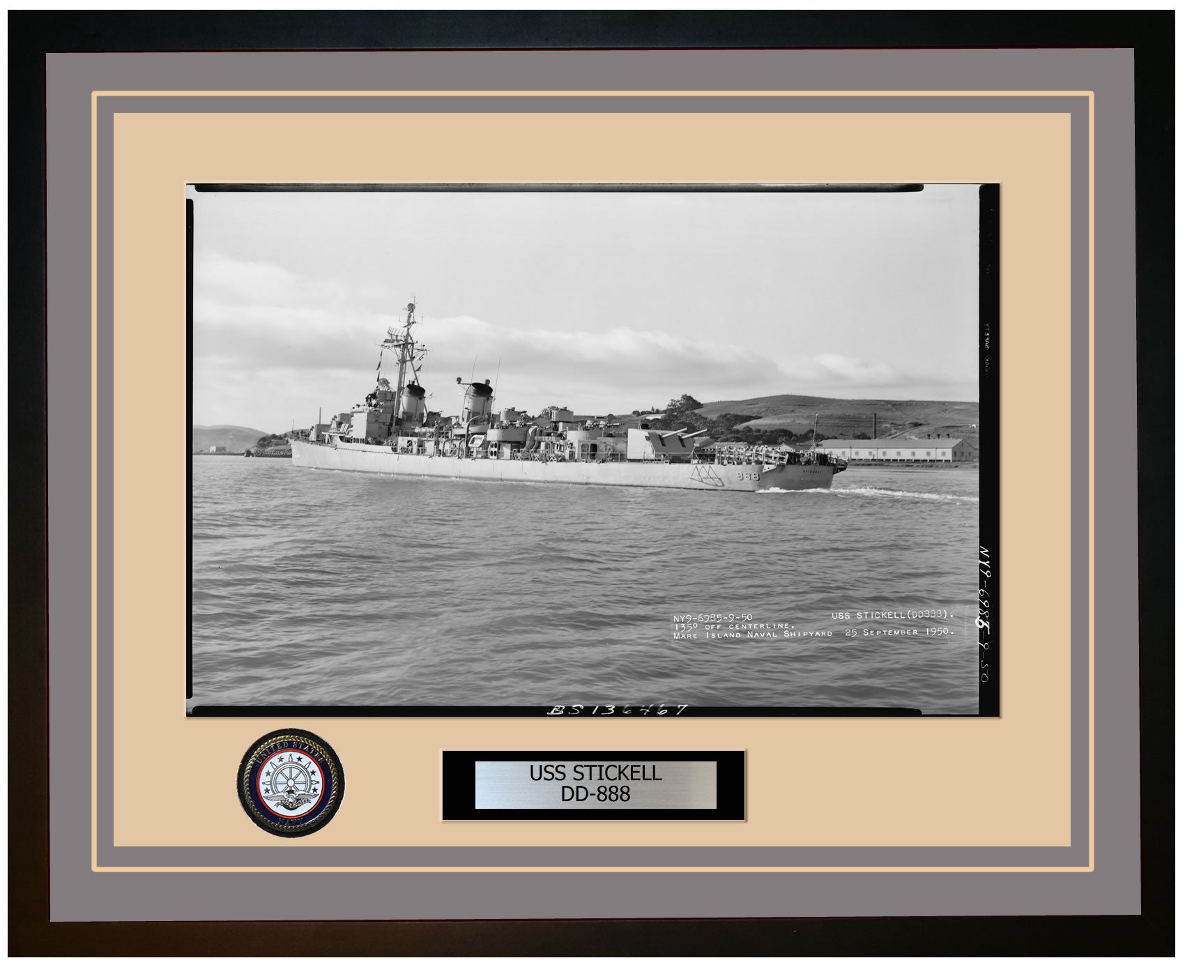 USS STICKELL DD-888 Framed Navy Ship Photo Grey