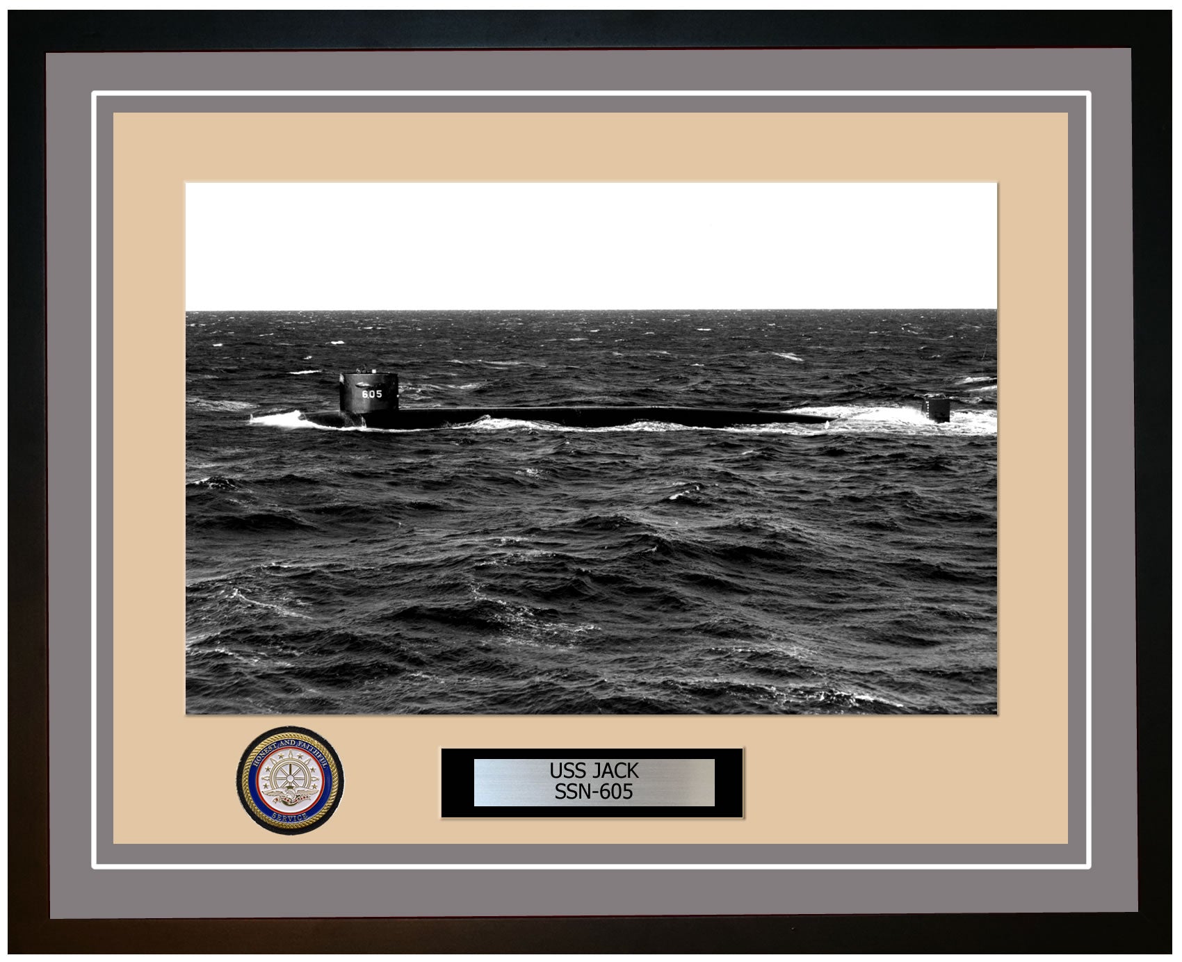 USS Jack SSN-605 Framed Navy Ship Photo Grey