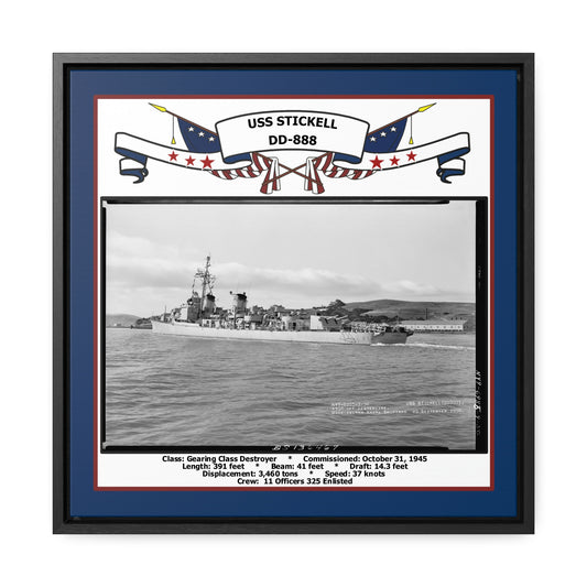 USS Stickell DD-888 Navy Floating Frame Photo Front View