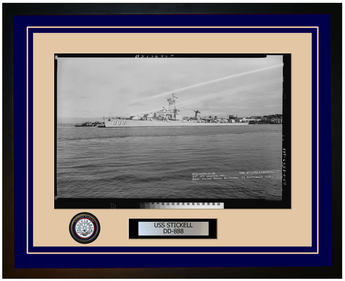 USS STICKELL DD-888 Framed Navy Ship Photo Blue