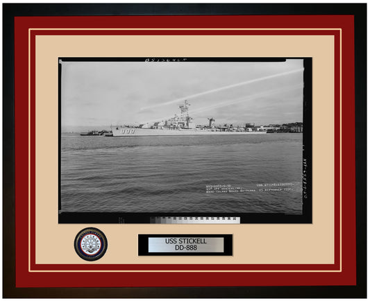 USS STICKELL DD-888 Framed Navy Ship Photo Burgundy
