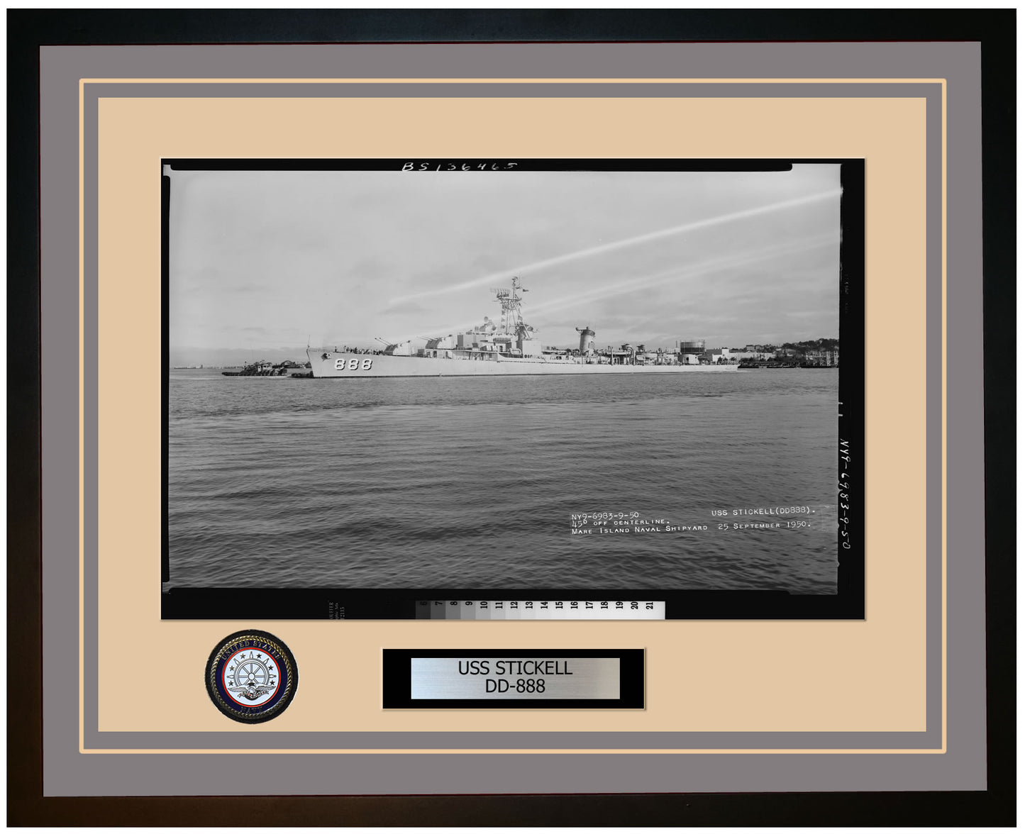 USS STICKELL DD-888 Framed Navy Ship Photo Grey