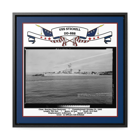 USS Stickell DD-888 Navy Floating Frame Photo Front View
