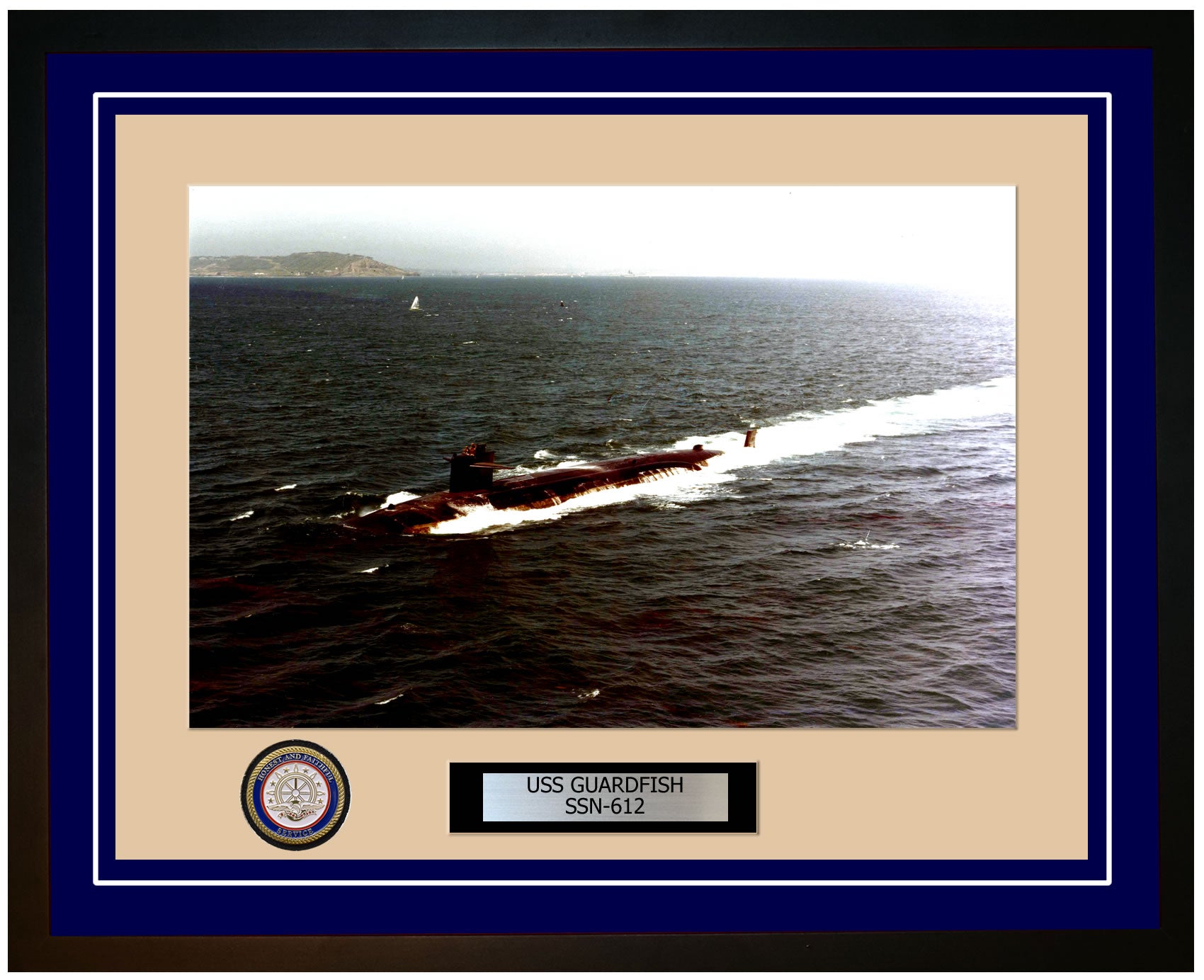 USS Guardfish SSN-612 Framed Navy Ship Photo Blue