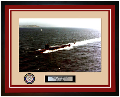 USS Guardfish SSN-612 Framed Navy Ship Photo Burgundy