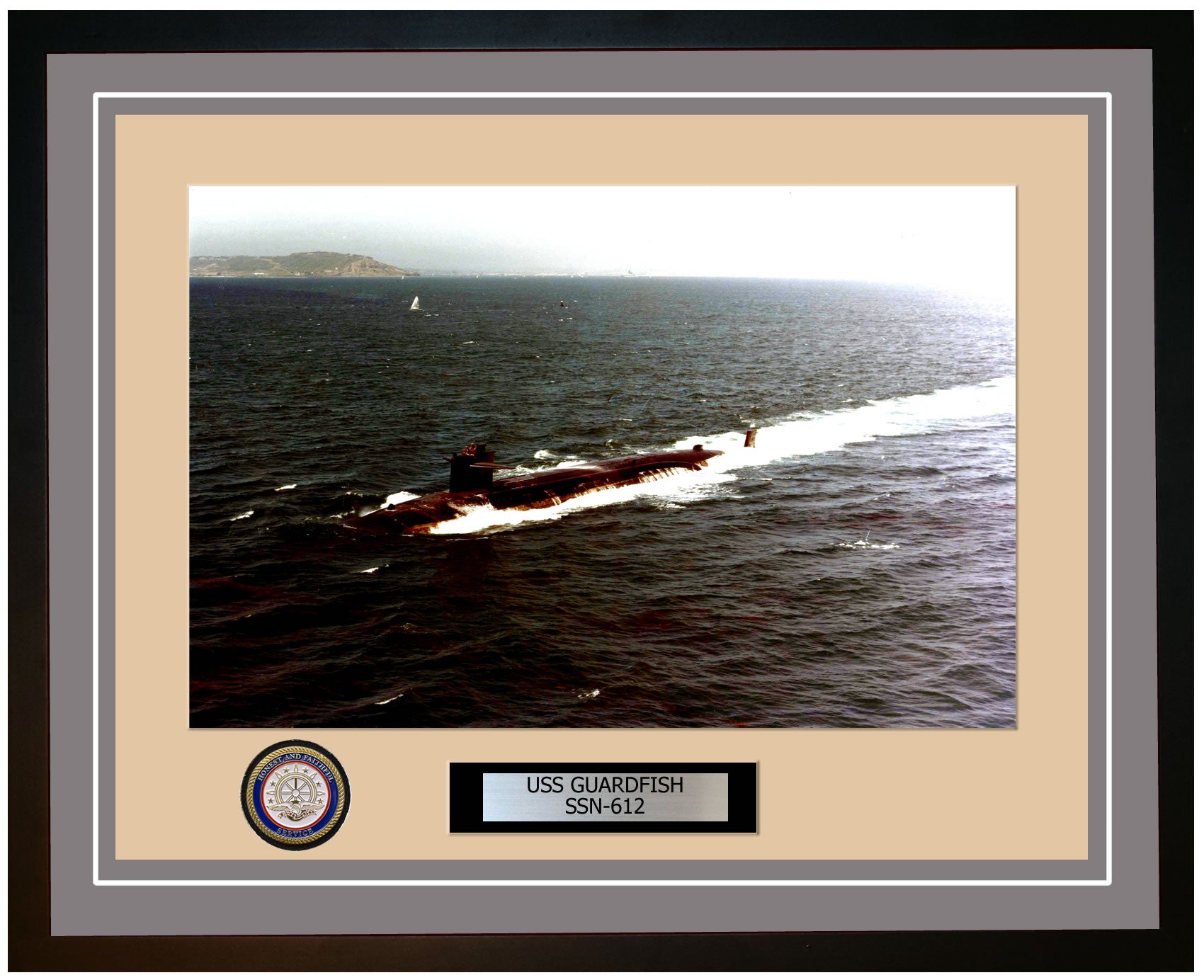 USS Guardfish SSN-612 Framed Navy Ship Photo Grey