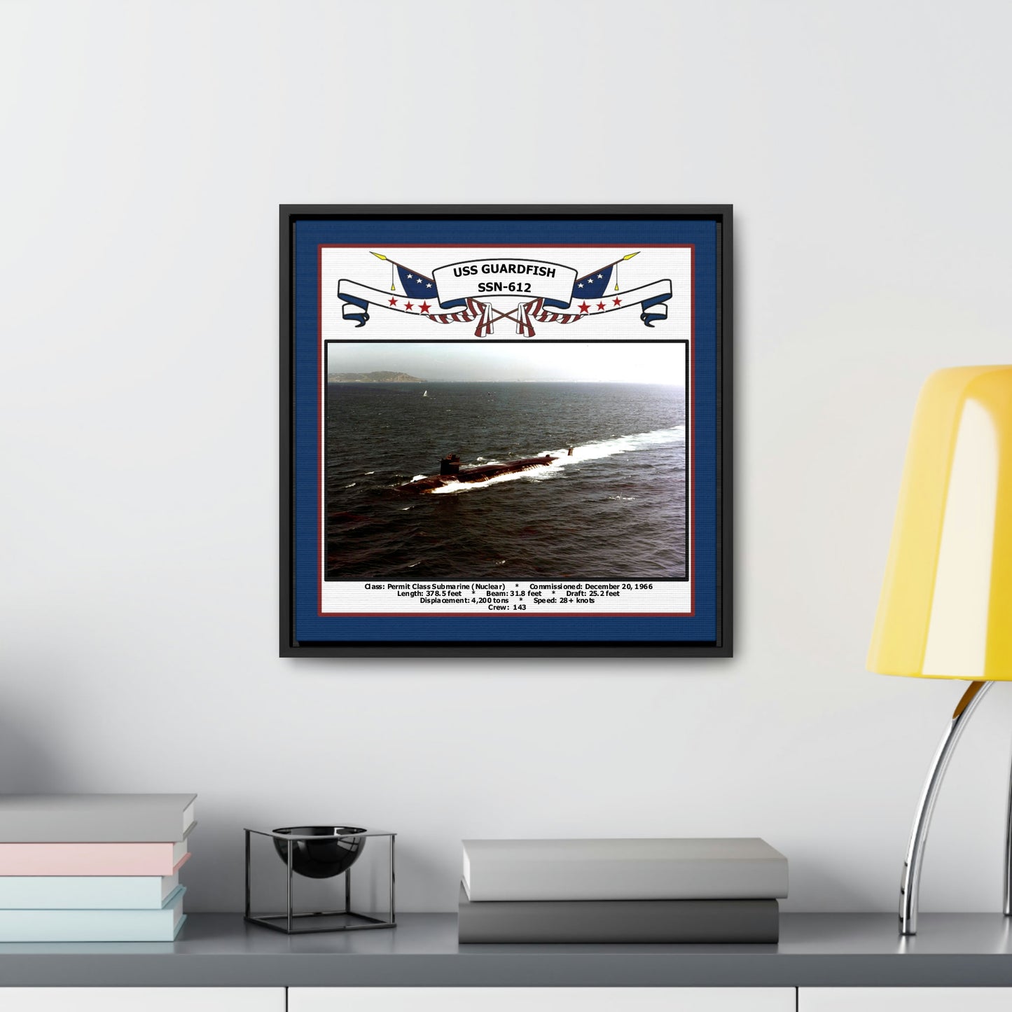 USS Guardfish SSN-612 Navy Floating Frame Photo Desk View