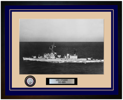 USS O'HARE DD-889 Framed Navy Ship Photo Blue