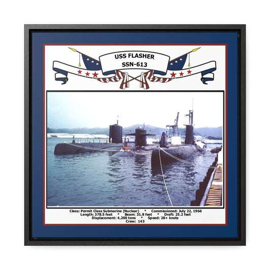 USS Flasher SSN-613 Navy Floating Frame Photo Front View