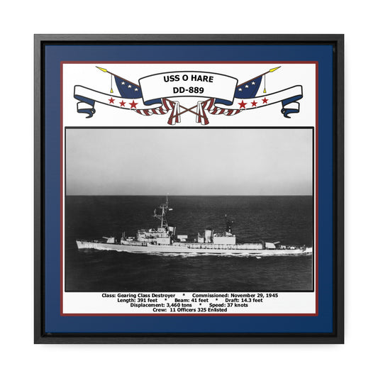 USS O'Hare DD-889 Navy Floating Frame Photo Front View