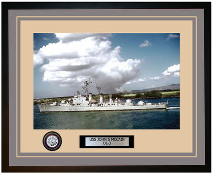 USS JOHN S MCCAIN DL-3 Framed Navy Ship Photo Grey