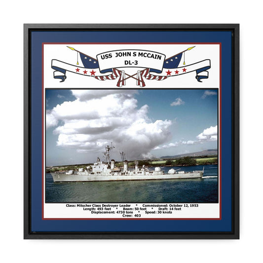 USS John S Mccain DL-3 Navy Floating Frame Photo Front View