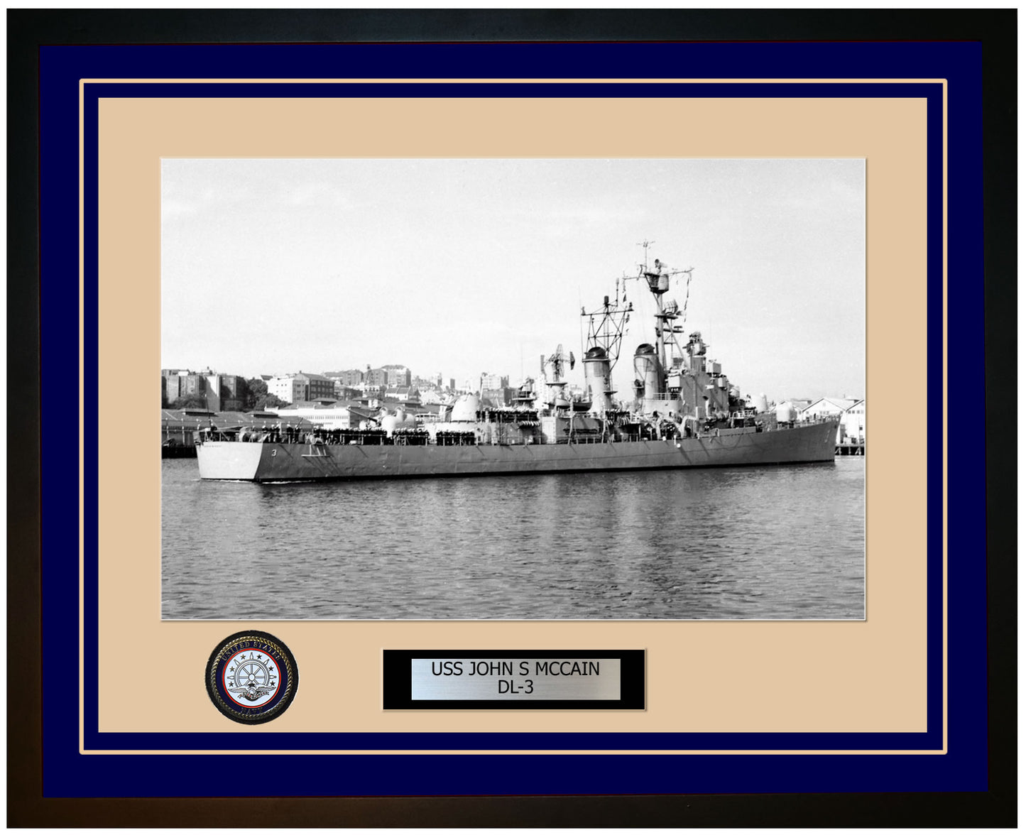 USS JOHN S MCCAIN DL-3 Framed Navy Ship Photo Blue