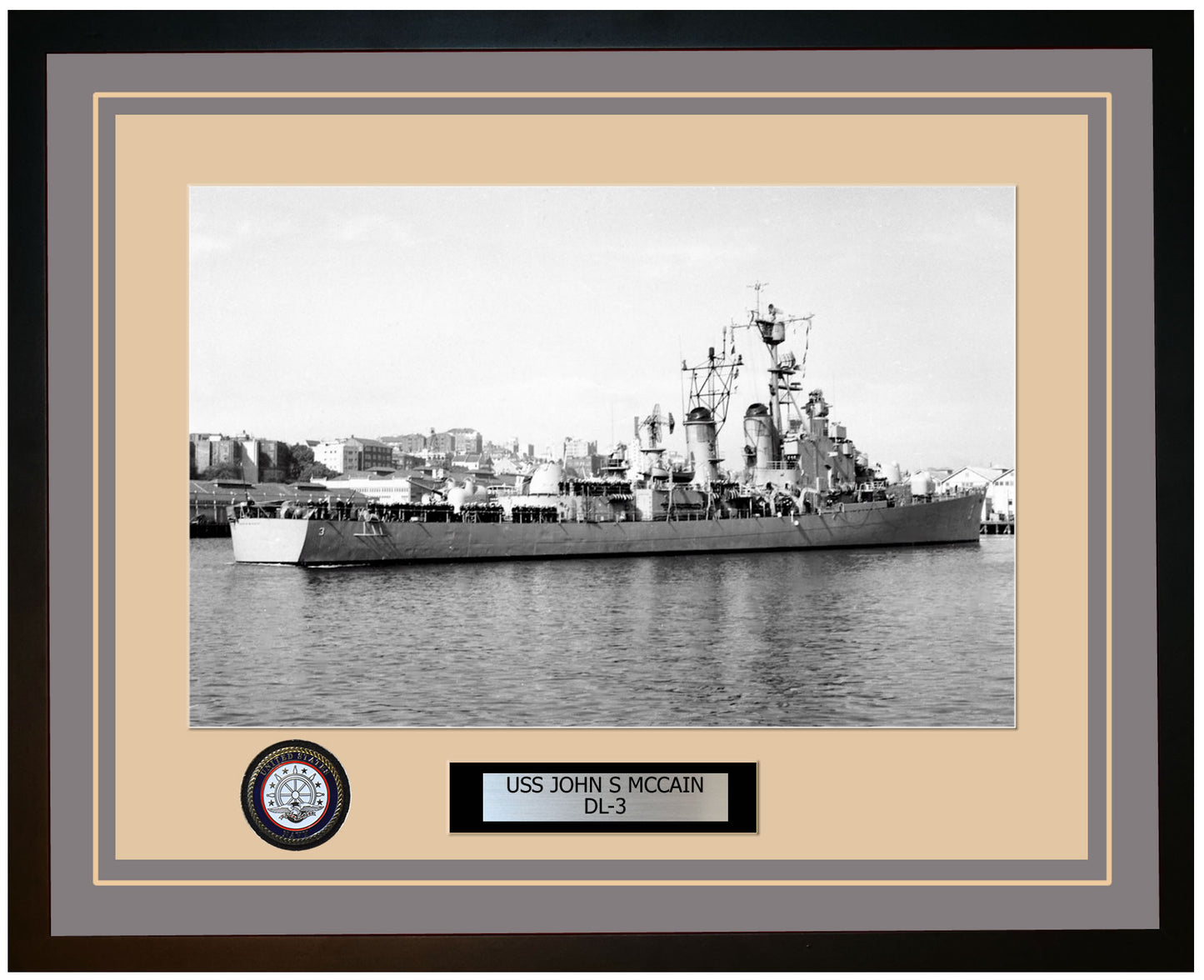 USS JOHN S MCCAIN DL-3 Framed Navy Ship Photo Grey