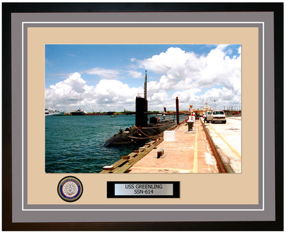 USS Greenling SSN-614 Framed Navy Ship Photo Grey