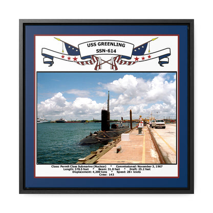 USS Greenling SSN-614 Navy Floating Frame Photo Front View
