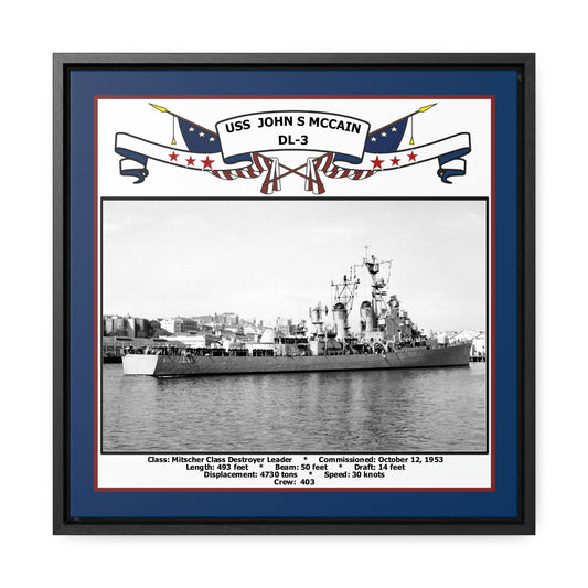 USS John S Mccain DL-3 Navy Floating Frame Photo Front View