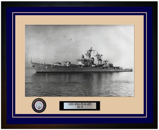 USS WILLIS A LEE DL-4 Framed Navy Ship Photo Blue