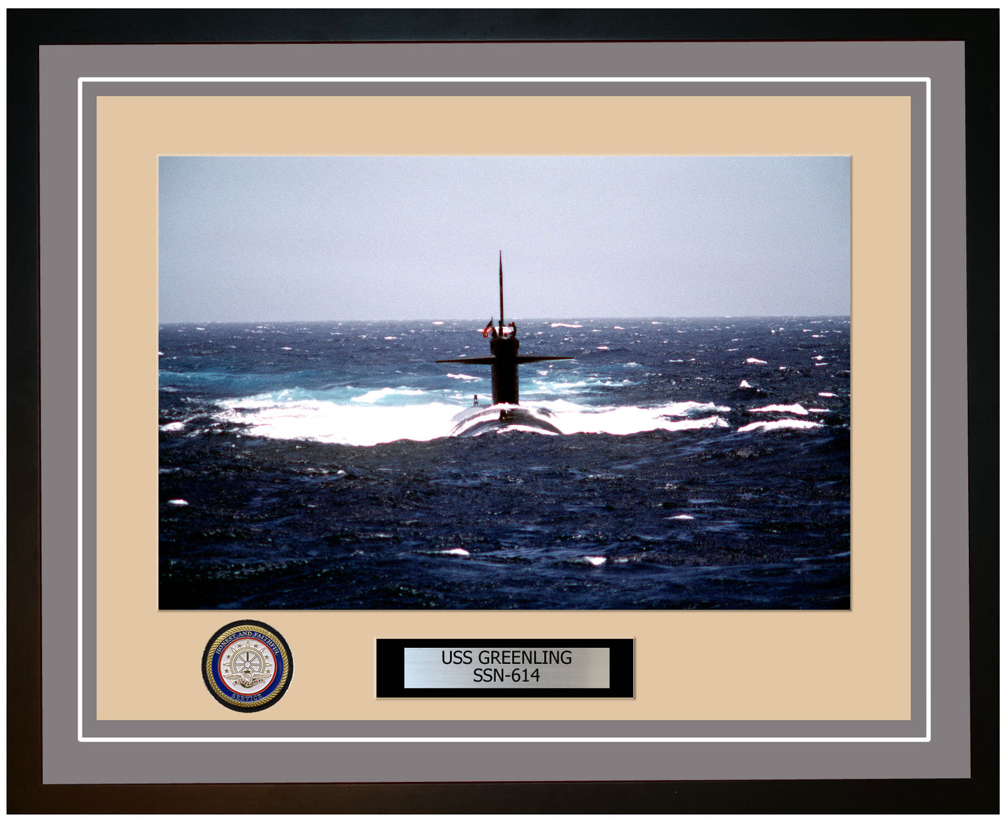 USS Greenling SSN-614 Framed Navy Ship Photo Grey