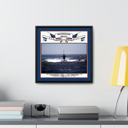 USS Greenling SSN-614 Navy Floating Frame Photo Desk View