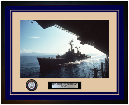 USS FORREST SHERMAN DD-931 Framed Navy Ship Photo Blue
